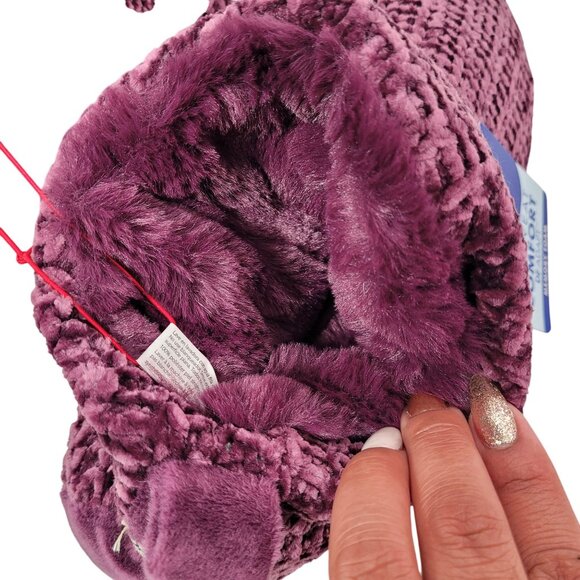 Dearfoams Marled Chenille Knit Bootie Slippers Leah Aubergine X-Large  (11-12 ) - Picture 5 of 10